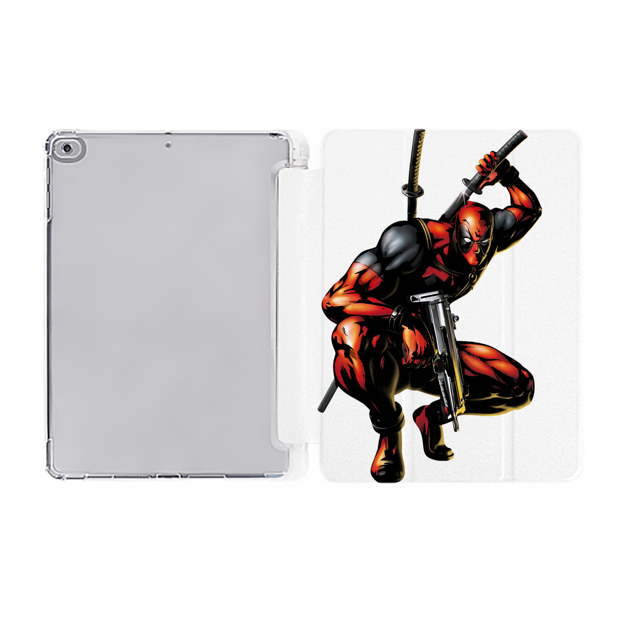 （画像用） Deadpool デッドプール IPad ケース ペン収納付き 三つ折りスタンド PUレザー×シリコン 対応機種9.5/10.5/10.9インチ